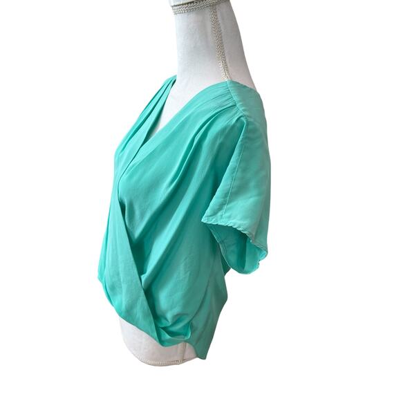 Amanda Uprichard Draped Surplice Flutter Sleeve Top Seafoam Green S - Picture 3 of 6